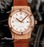 Clone Hublot Iced Out Classic Fusion Watches Rose Gold Automatic